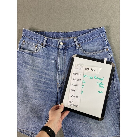Levi 550 Jean Shorts Mens 34x9 Blue Relaxed Straight  Denim Jorts Tag 36 * - Picture 14 of 14
